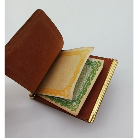 Vintage Schenley Whiskies Pig Skin Wallet Billfold Money Clip Advertising Tan - Picture 5 of 8